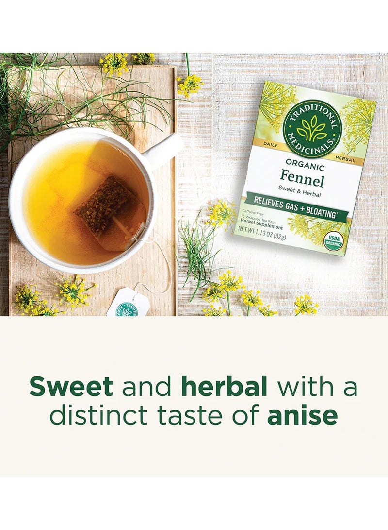 Traditional Medicinals Organic Fennel, Relieves Gas and Bloating, Caffeine Free, 16 Tea bags - Image 3